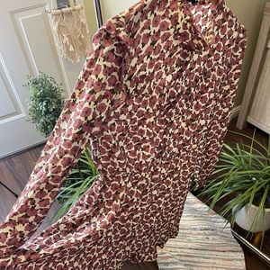 Women's Ruffle Stand Collar Buttons Elastic Waist Floral Dress